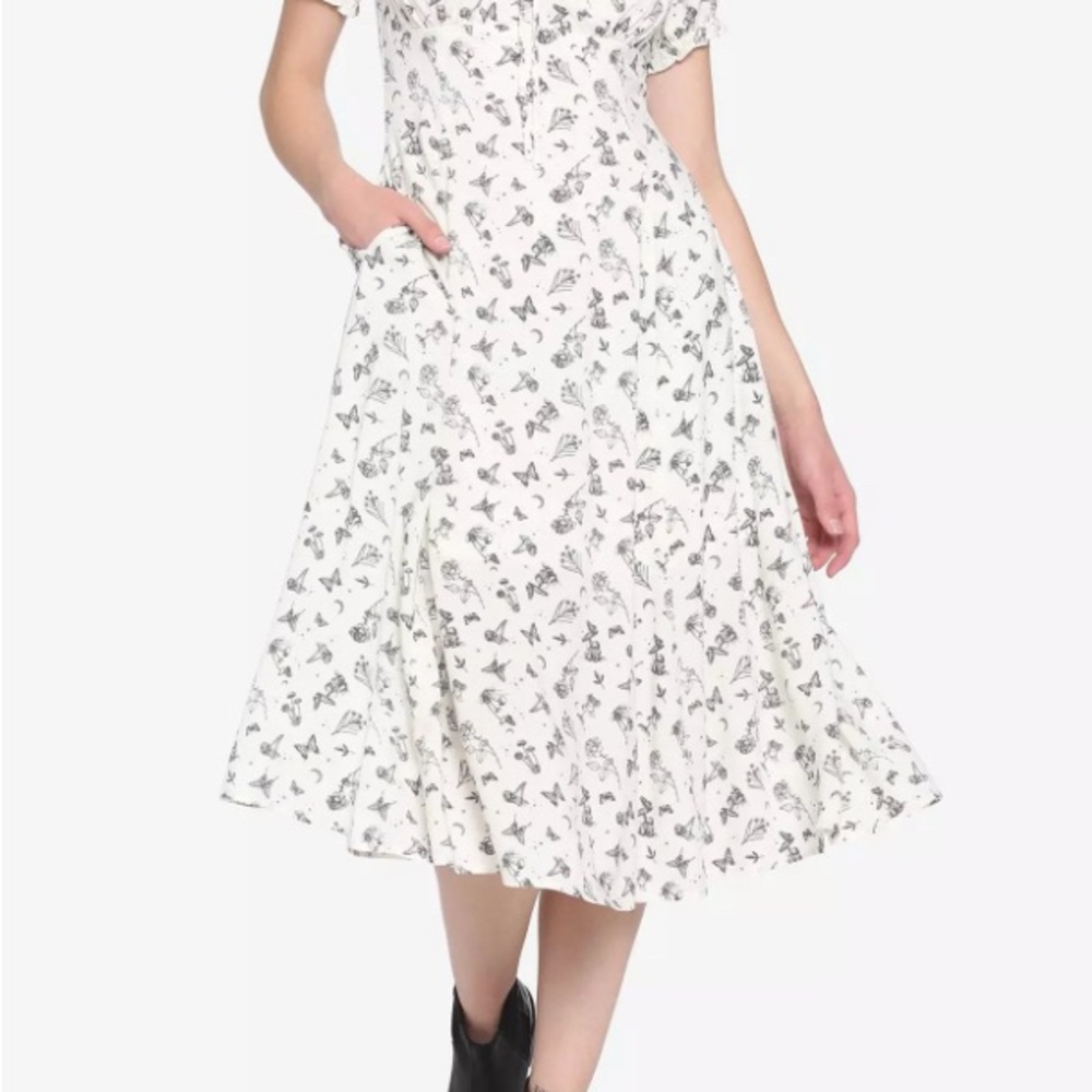 Casual A-Line Midi Dress with Flutter Sleeves NWT